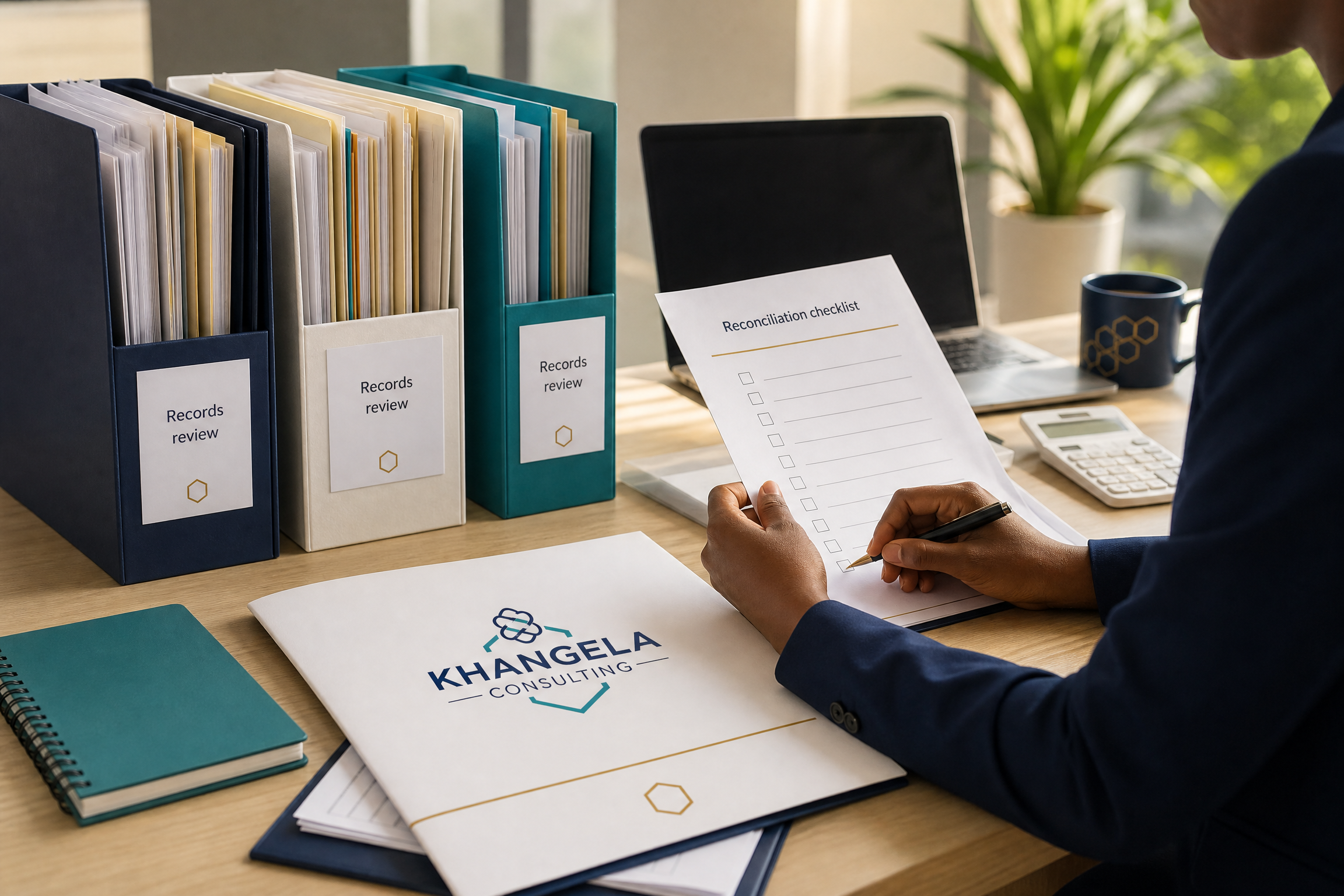 Organised financial records being reviewed for a bookkeeping clean-up